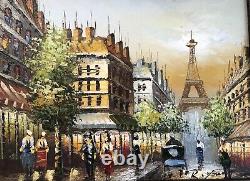 R. Young Original Framed Peinture À L'huile Signée Tour Eiffel Excellent État