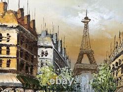 R. Young Original Framed Peinture À L'huile Signée Tour Eiffel Excellent État