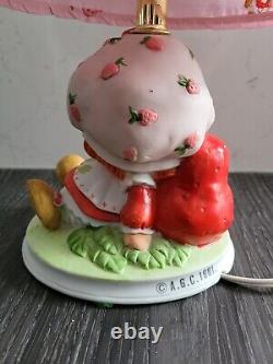 Rare Vintage 1981 Strawberry Shortcake Lampe Avec L'ombre. Excellent État