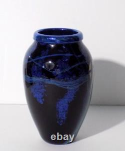 Richard Savata Black Harvest Vase En Verre D'art De La Lune Excellent État Navire Libre