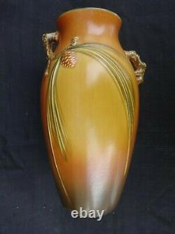 Roseville Grand Vase Pinécone Brun 806-12 Excellent Moule Et Condition