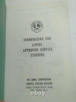 Scarce Original 1959 Lionel Service Station Booklet Approuvé Excellent État