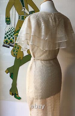 Superbe Vintage Années 1930 Full Length Tea Robe De Mariée Taille 8 Excellent État