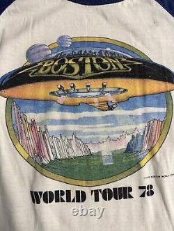 T-shirt de concert ORIGINAL de 1978 de BOSTON en excellent état, tournée mondiale vintage