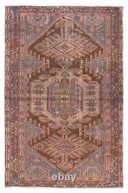 Tapis ancien traditionnel en laine nouée à la main, 4'0 x 6'5