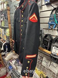 Usmc Marine Corps Robe Blues Veste 46 Long Excellent État Difficile À Trouver