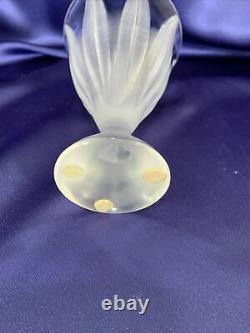 Vase En Cristal Signé Lalique Avec Feuilles De Fougère Givrée, Excellent État