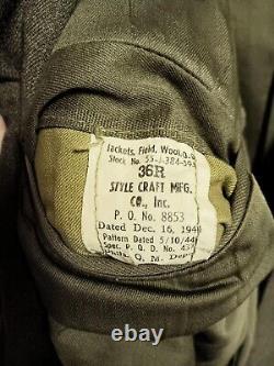 Veste rare de parachutiste de l'USAAF de la Seconde Guerre mondiale, modèle Ike, datée de 1944, en excellent état, taille 36R