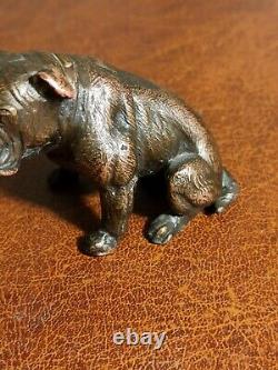 Vieille Figurine D'un Bulldog. Bronze. Urss. Original. Excellent État 34752