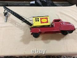 Vintage Marx Pressed Steel Magnetic Crane Truck Toy 1930's Excellent Condition