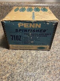 Vintage Penn 710z Salwater Spinning Reel Boîte D'origine Excellent État