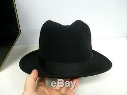 Vintage Stetson Feutre Noir Chapeau Fedora Homme Taille 7 1/4 Excellent État