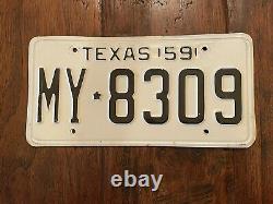 Vintage Texas Plates 1959 Original Excellent! Également Des Plaques Blanches
