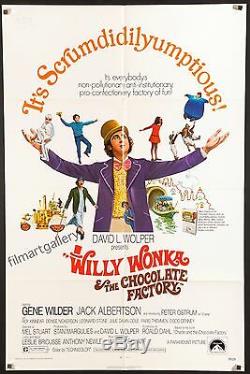 Wonka Et Willy La Chocolaterie 1971 Us 1 Affiche Feuille Excellent État